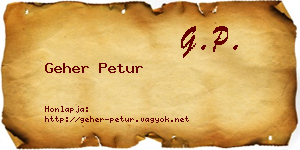 Geher Petur névjegykártya